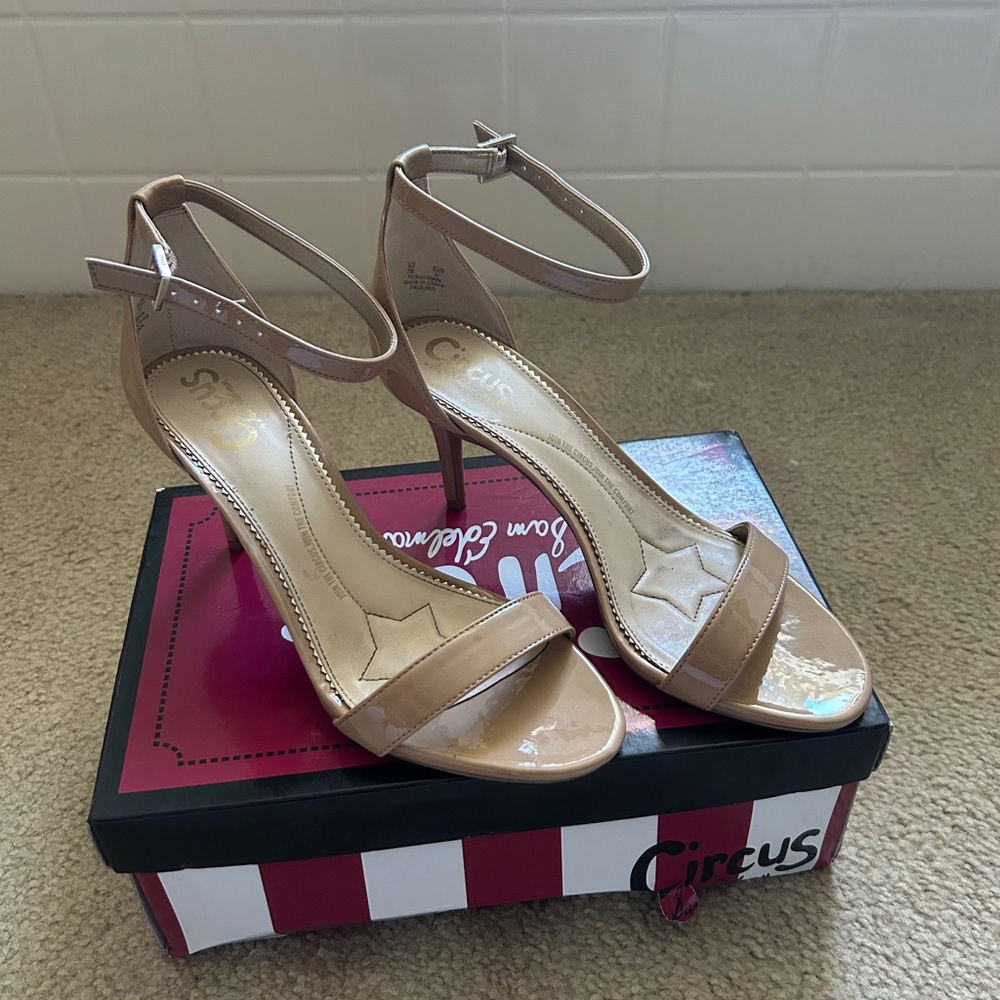 Circus by Sam Edelman Patent Nude Ankle-Strap Heels